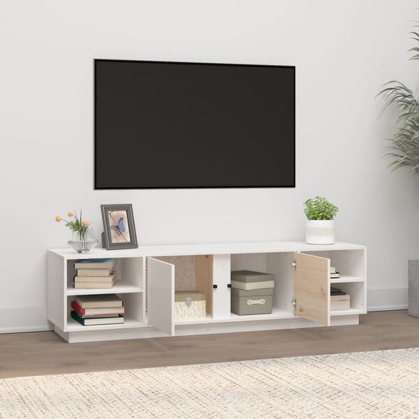 vidaXL Mobile Porta TV Bianco 156x40x40 cm in Legno Massello di Pino