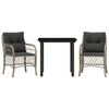 vidaXL Set da Bistr&ograve; 3 pz con Cuscini Grigio Chiaro in Polyrattan