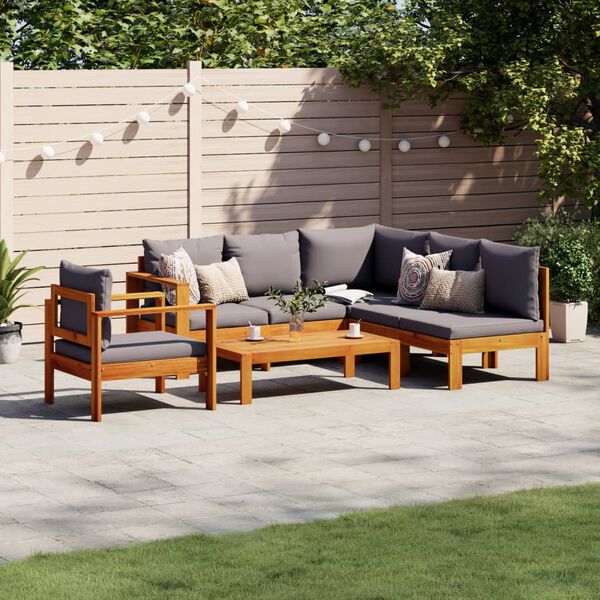 vidaXL Set Divano da Giardino 5 pz con Cuscini Legno Massello Acacia