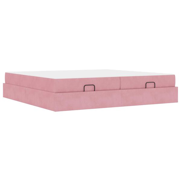 vidaXL Struttura letto con materasso con materasso 2 pcs Rosa Velluto