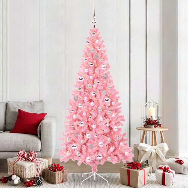 vidaXL Albero di Natale con 300 LED con supporto Rosa 210 cm PVC