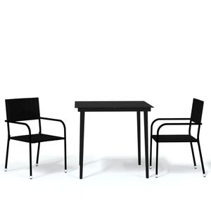 vidaXL Set Mobili da Pranzo per Giardino 3 pz Nero