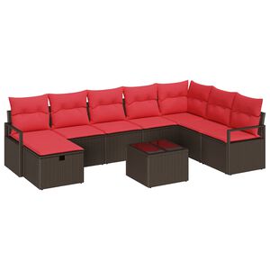 vidaXL Set di divani con cuscino 9 pcs Marrone polyrattan