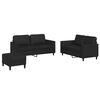 vidaXL Set di Divani 3 pz con Cuscini Nero in Similpelle