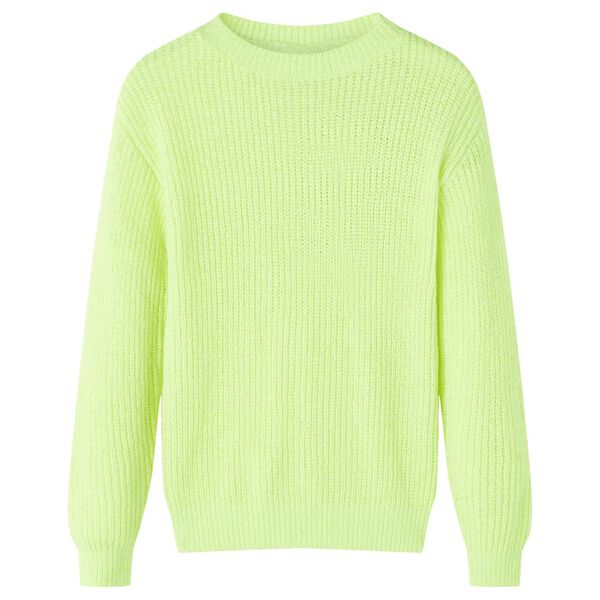 Maglione da Bambina Lavorato a Mano Giallo Neon 116