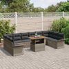 vidaXL Set Divano da Giardino 11 pcs Grigio Poly Rattan