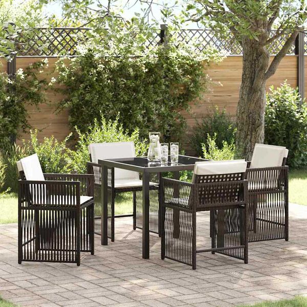 vidaXL Set da Pranzo per Giardino 5 pcs Marrone polyrattan