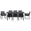 vidaXL Set da Pranzo per Giardino 9 pcs Nero polyrattan