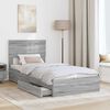 vidaXL Letto con Contenitore con testiera Grigio Sonoma 90 x 190 cm