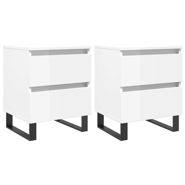 vidaXL Comodini 2pz Bianco Lucido 40x35x50 cm in Legno Multistrato
