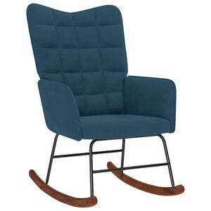 vidaXL Sedia a Dondolo Blu in Velluto