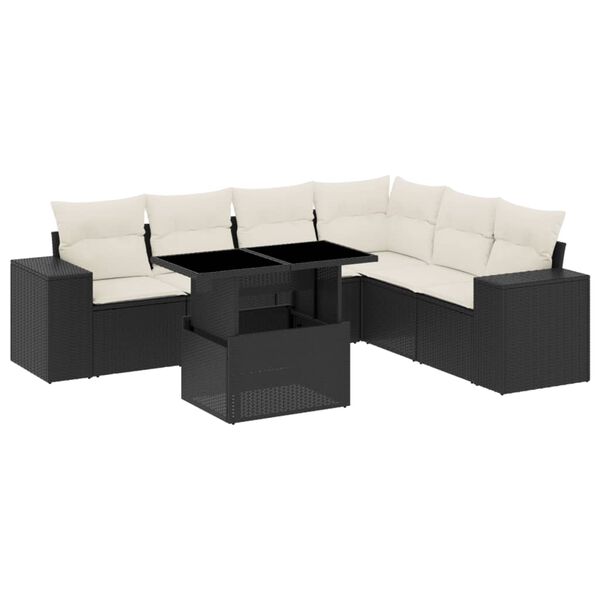 vidaXL Set Divani da Giardino con Cuscini 7pz Nero Polyrattan