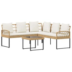 vidaXL Set Divano da Giardino 2 pcs Naturale Rattan sintetico Acciaio
