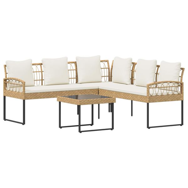 vidaXL Set di Divano da Giardino con cuscino 2 pcs Naturale Acciaio