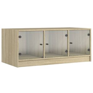 vidaXL Tavolino da Salotto con Ante in Vetro Rovere Sonoma 102x50x42cm