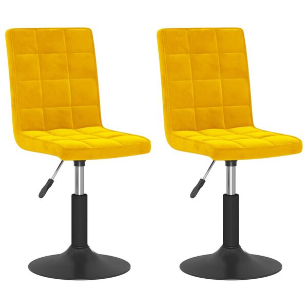 vidaXL Sedie da Pranzo Girevoli 2 pz Giallo Senape in Velluto