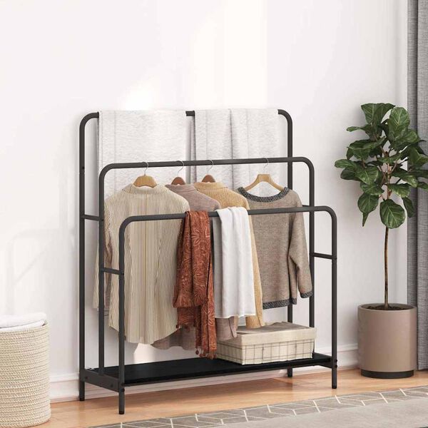 vidaXL Appendiabiti Rovere Nero 90 x 30 x 100,5 cm Legno multistrato