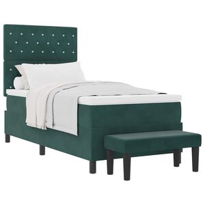vidaXL Letto a molle con materasso Verde scuro 100 x 200 cm Velluto