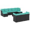 vidaXL Set Divani da Giardino 11 pz con Cuscini Nero in Polyrattan