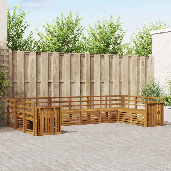 vidaXL Set divani 10 pcs Naturale Legno di Acacia Massello