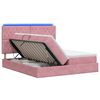vidaXL Letto con contenitore LED e materasso Rosa 180 x 200 cm Velluto