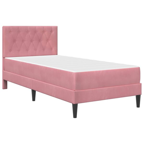 vidaXL Struttura letto con materasso Rosa 80 x 200 cm Velluto