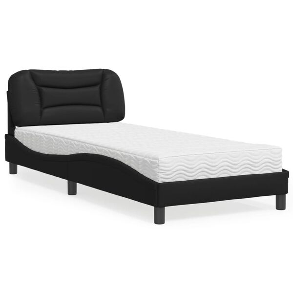 vidaXL Letto con Materasso Hvar Nero 80x200 cm in Similpelle
