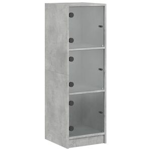 vidaXL Credenza con Ante in Vetro Grigio Cemento 35x37x109 cm