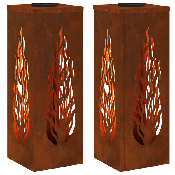 vidaXL Faro LED solare per sentieri 2 pcs Acciaio Corten