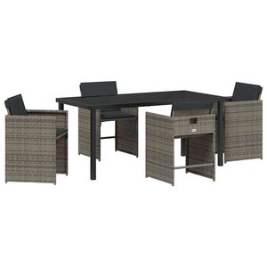 vidaXL Set da Pranzo per Giardino 5 pcs Grigio polyrattan