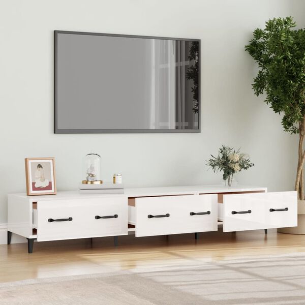 vidaXL Mobile Porta TV Bianco Lucido 150x34,5x30 cm Legno Multistrato