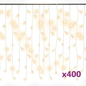 vidaXL Luci a Ghiaccioli a LED 10 m 400 LED Bianco Caldo 8 Funzioni