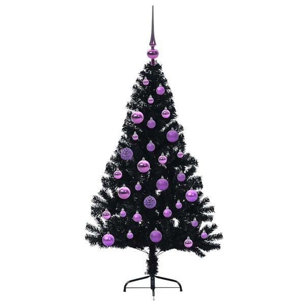 vidaXL Albero di Natale artificiale con luci integrate Nero 120 cm PVC