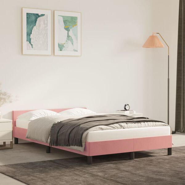vidaXL Giroletto senza Materasso Rosa 120x190 cm Velluto