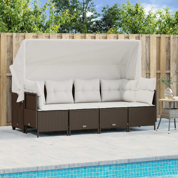 vidaXL Set Divano da Giardino 5 pz con Cuscini Marrone in Polyrattan