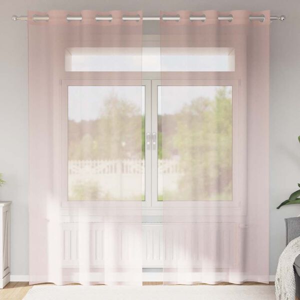 vidaXL Tende in Voile con Occhielli 2 pz Rosa Chiaro 140x245 cm