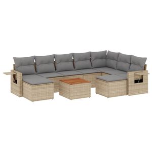 vidaXL Set Divano da Giardino 10 pz con Cuscini Beige in Polyrattan