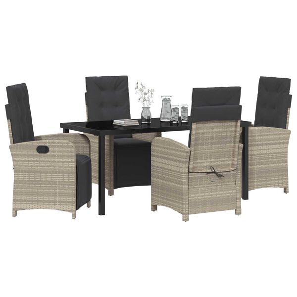 vidaXL Set da Pranzo per Giardino 5 pcs Grigio chiaro polyrattan