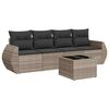 vidaXL Set Divano da Giardino 5pz con Cuscini Grigio Chiaro Polyrattan