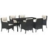 vidaXL Set da Pranzo per Giardino 7 pz Nero polyrattan