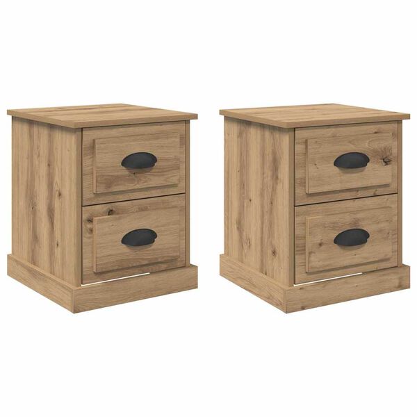 vidaXL Armadio da Notte 2 pcs Rovere artigianale 39 x 39 x 47.5 cm