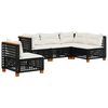 vidaXL Set Divani da Giardino 5 pz con Cuscini in Polyrattan Nero