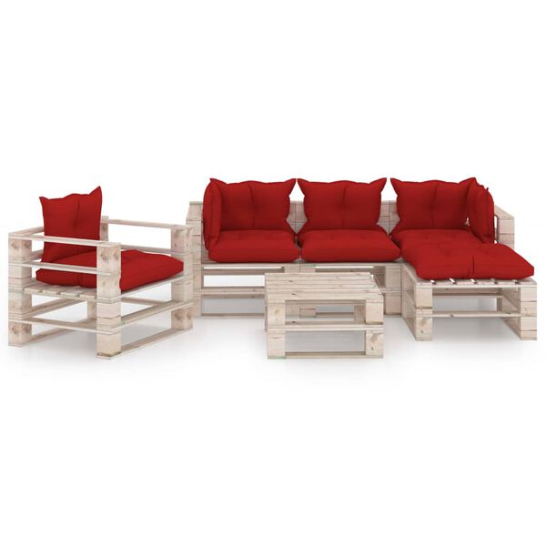 vidaXL Set Salotto Giardino su Pallet Cuscini 6 pz in Legno di Pino