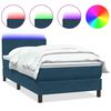 vidaXL Letto a Molle con Materasso e LED Blu Scuro 100x220 cm in Velluto