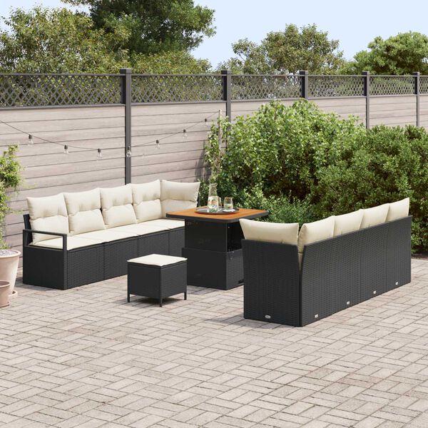 vidaXL Set Divano da Giardino con cuscino Nero e Crema 80 x 80 x 71 cm