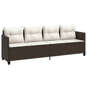 vidaXL Lettino Prendisole con Cuscini Marrone&nbsp;in Polyrattan