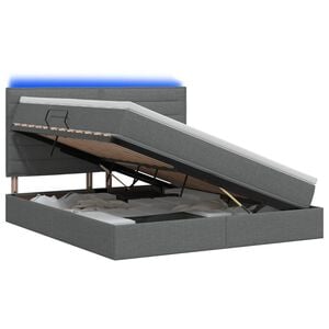 vidaXL Letto con contenitore LED e materasso Grigio Scuro 140 x 200 cm