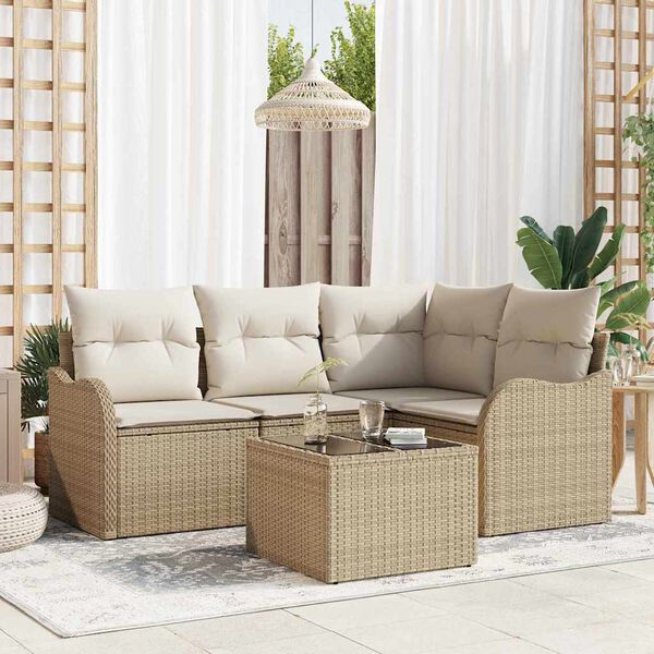 vidaXL Set Divano da Giardino 5 pcs Beige polyrattan