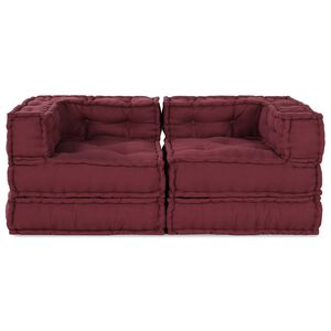 vidaXL Unit&agrave; di Divano Modulare 2 pcs Bordeaux 140 x 70 x 56 cm