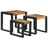 vidaXL Tavolo Nesting 3 pcs Legno di acacia solido e un metallo